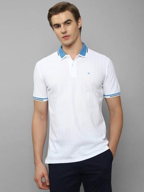 louis philippe sport white cotton regular fit texture polo t-shirt