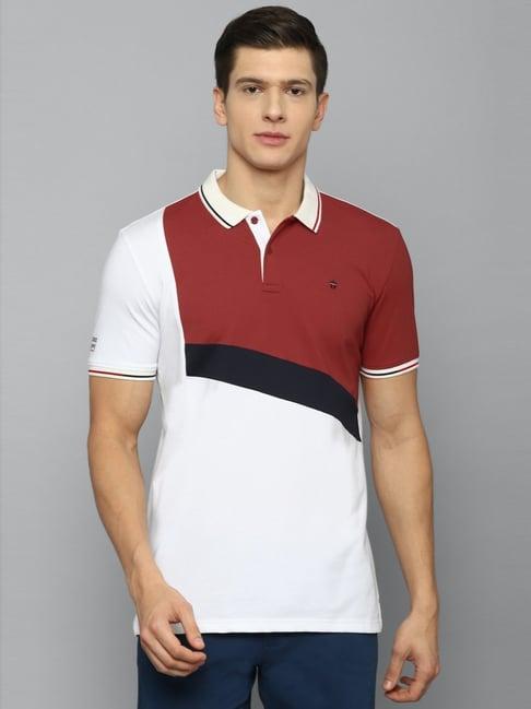 louis philippe sport white cotton slim fit colour block t-shirt