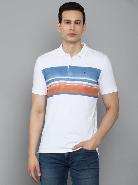 louis philippe sport white cotton slim fit printed polo t-shirt