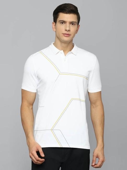 louis philippe sport white cotton slim fit printed polo t-shirt