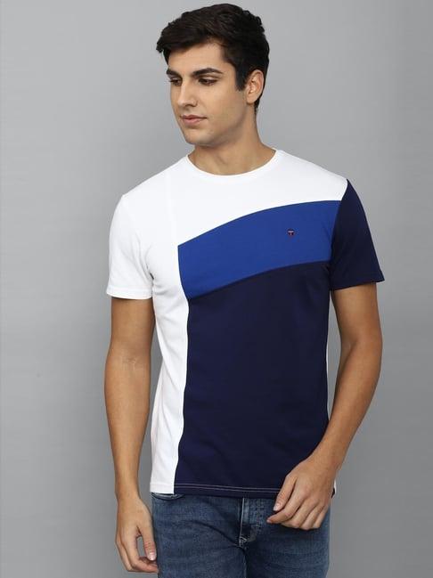 louis philippe sport white cotton slim fit printed t-shirt