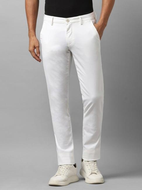 louis philippe sport white cotton slim fit trousers