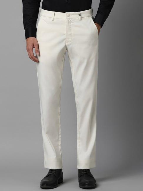 louis philippe sport white cotton slim fit trousers