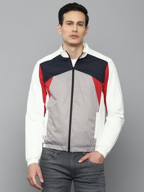 louis philippe sport white polyester mock collar jacket