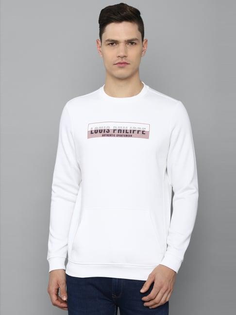 louis philippe sport white regular fit printed sweatshirt