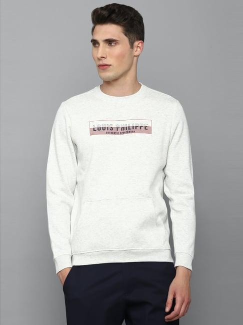 louis philippe sport white regular fit printed sweatshirt