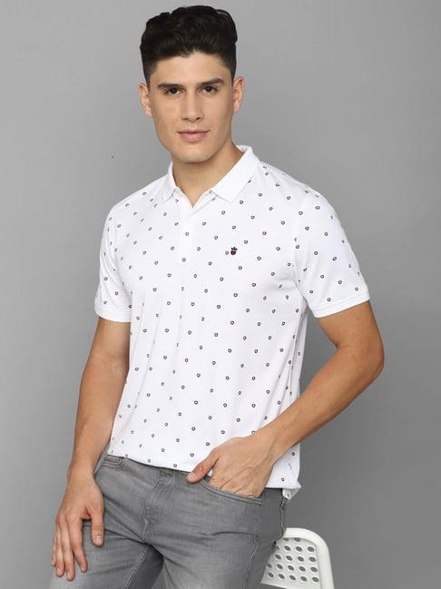 louis philippe sport white slim fit printed polo t-shirt