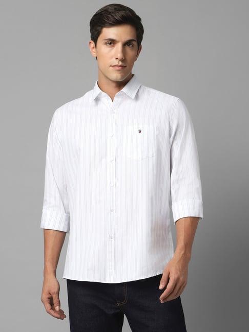 louis philippe sport white slim fit striped shirt