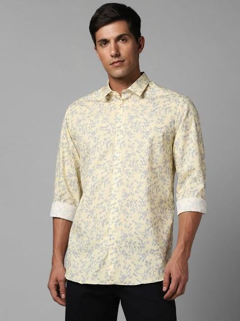louis philippe sport yellow cotton regular fit printed shirt