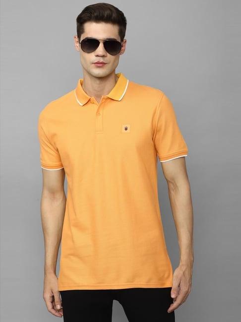 louis philippe sport yellow cotton slim fit polo t-shirt