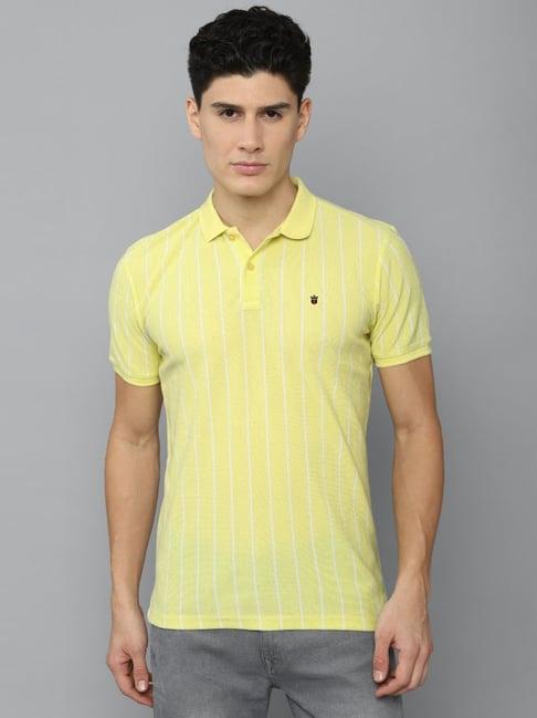 louis philippe sport yellow cotton slim fit striped polo t-shirt