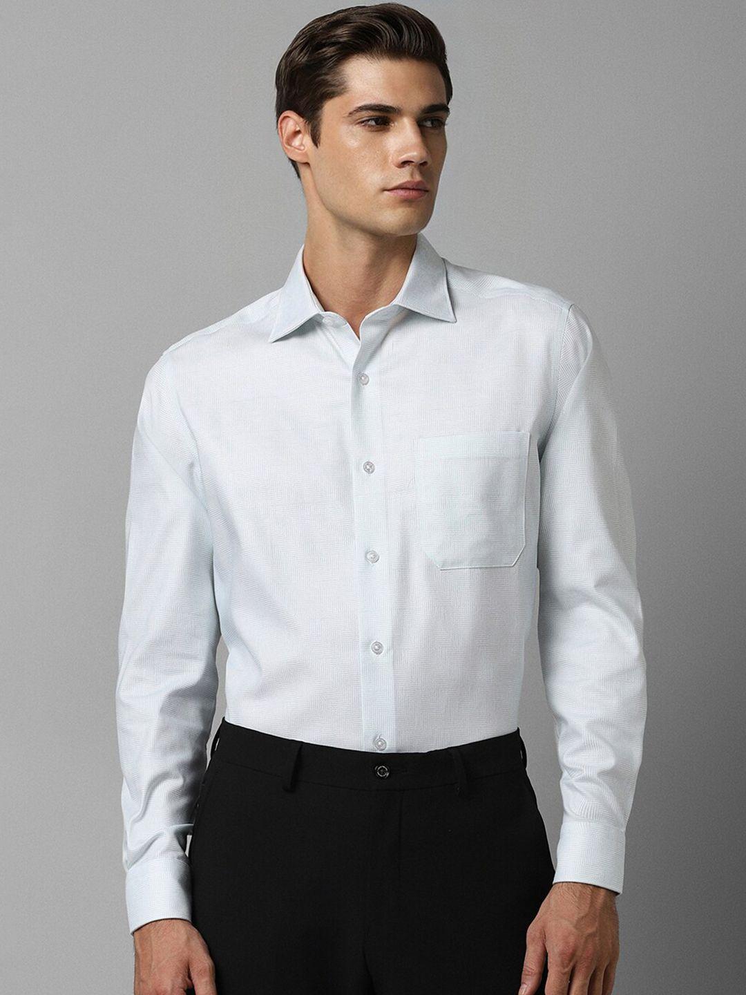 louis philippe spread collar geometric printed pure cotton formal shirt
