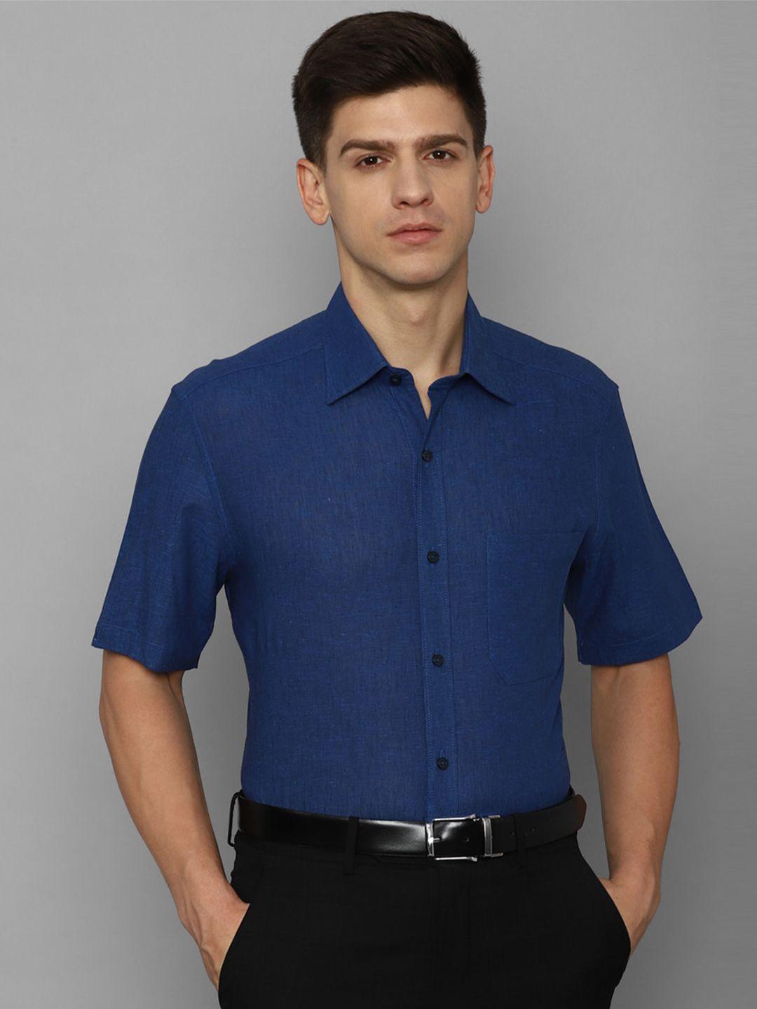 louis philippe spread collar slim fit formal cotton linen shirt