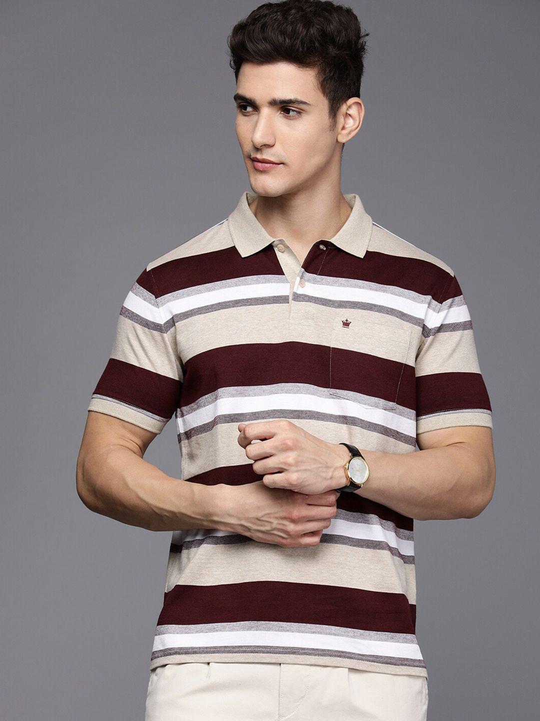louis philippe striped cotton polo collar t-shirt