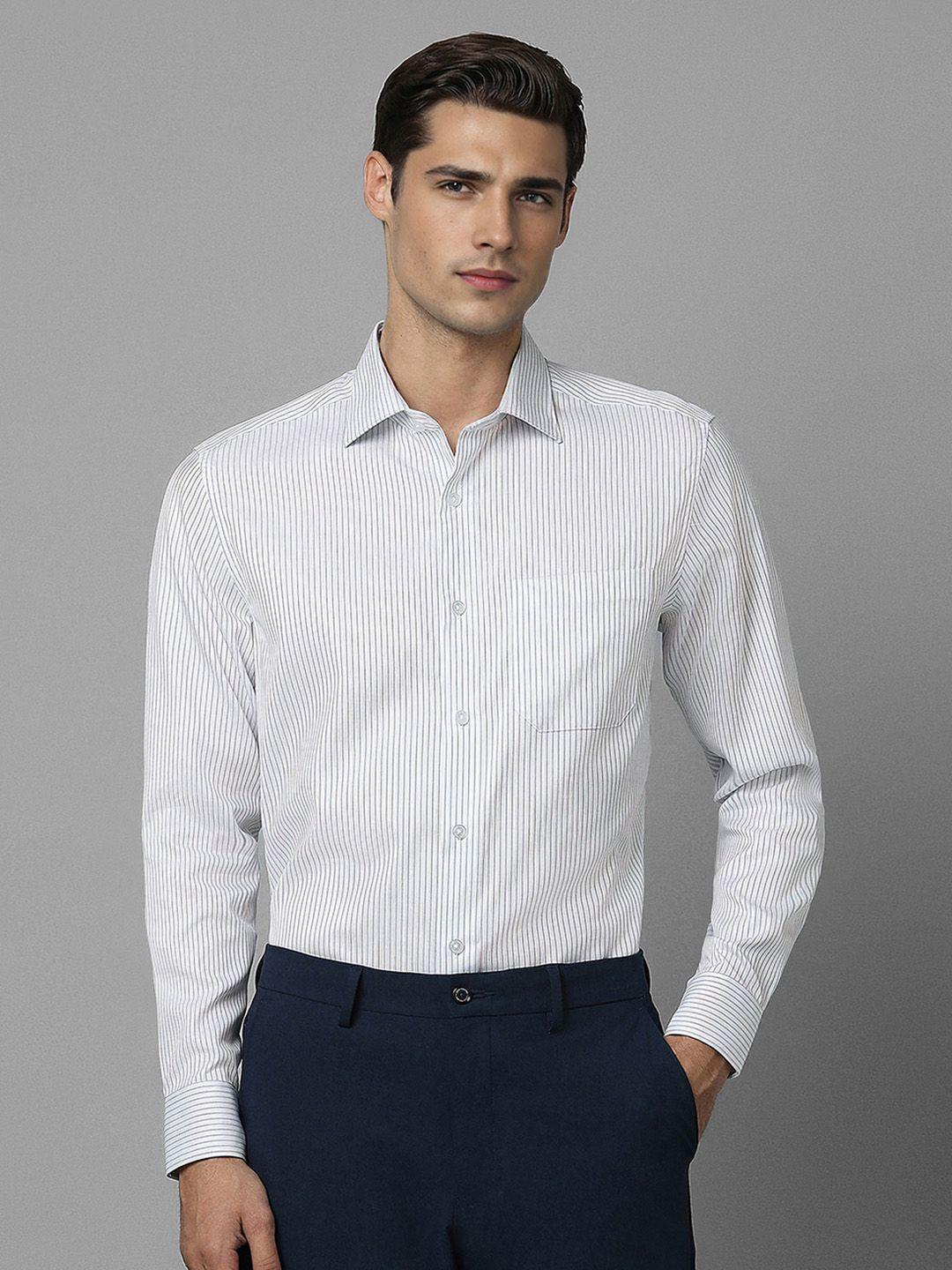 louis philippe vertical stripes spread collar cotton regular fit formal shirt