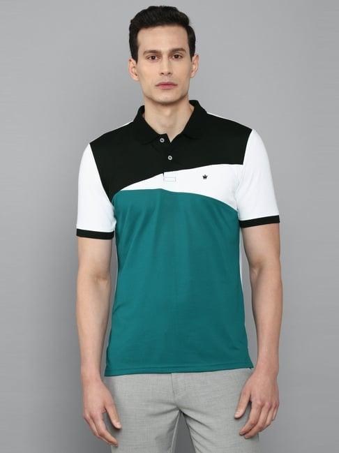 louis philippe white cotton regular fit colour block polo t-shirt