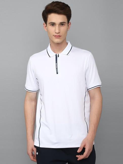 louis philippe white cotton regular fit striped polo t-shirt