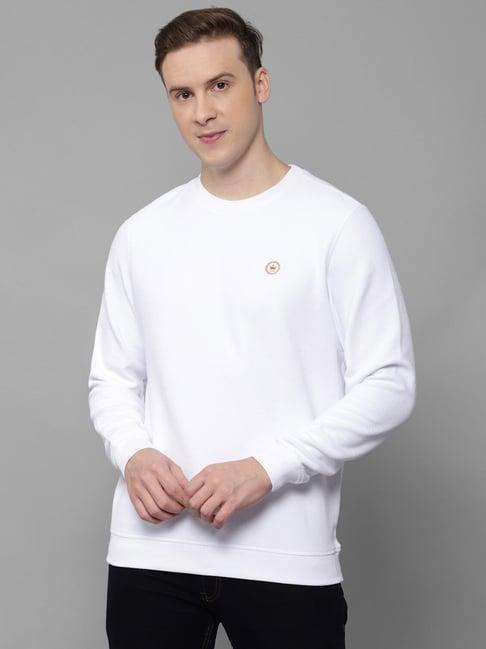 louis philippe white cotton regular fit sweatshirt