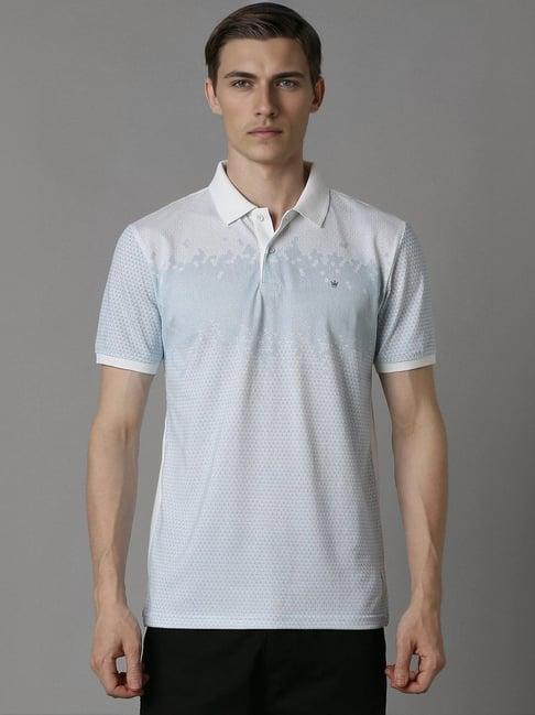 louis philippe white cotton slim fit printed polo t-shirt