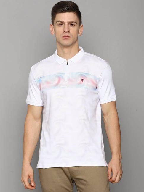 louis philippe white cotton slim fit printed t-shirt