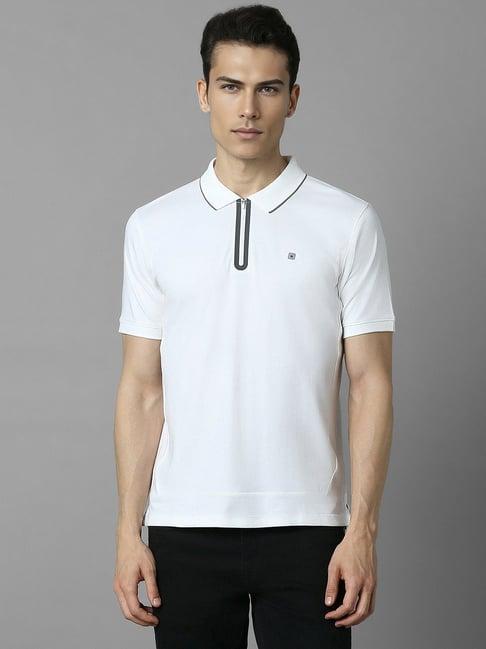 louis philippe white regular fit polo t-shirt