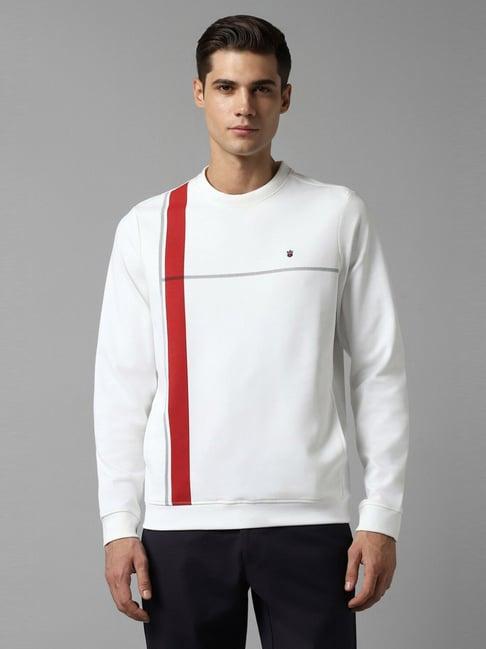 louis philippe white regular fit printed sweatshirt