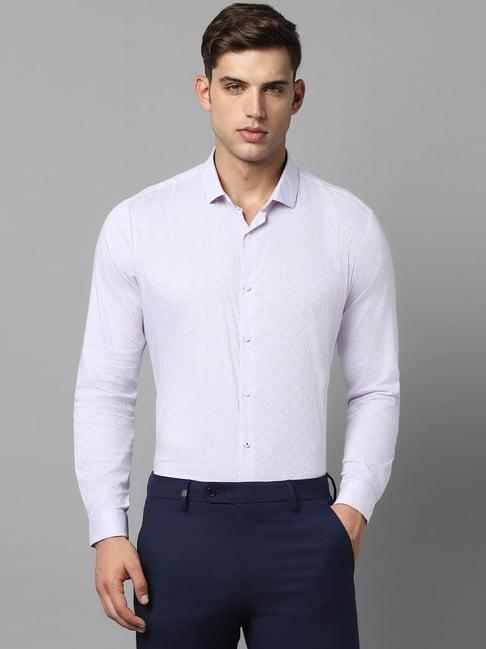 louis philippe white slim fit texture shirt