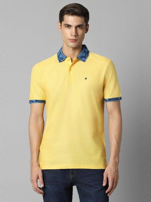 louis philippe yellow cotton regular fit polo t-shirt