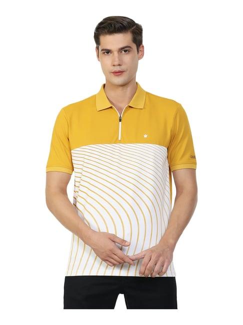 louis philippe yellow regular fit colour block polo t-shirt