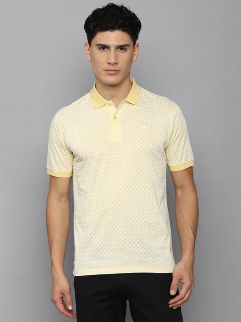 louis philippe yellow regular fit printed cotton polo t-shirt