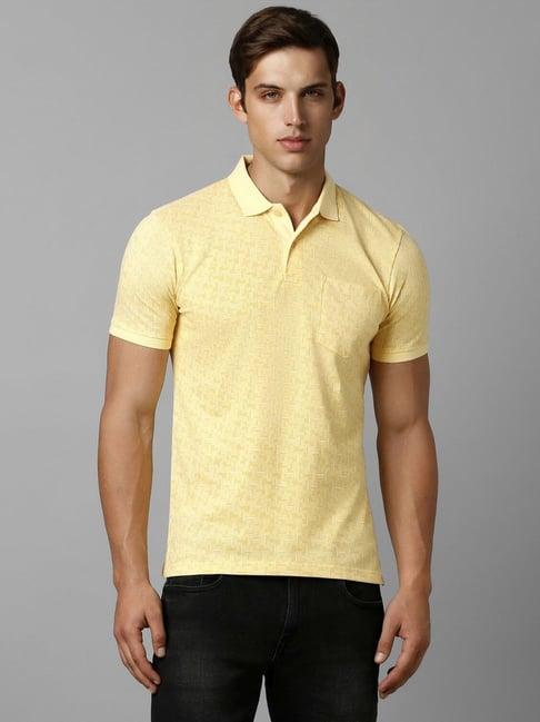 louis philippe yellow slim fit texture polo t-shirts