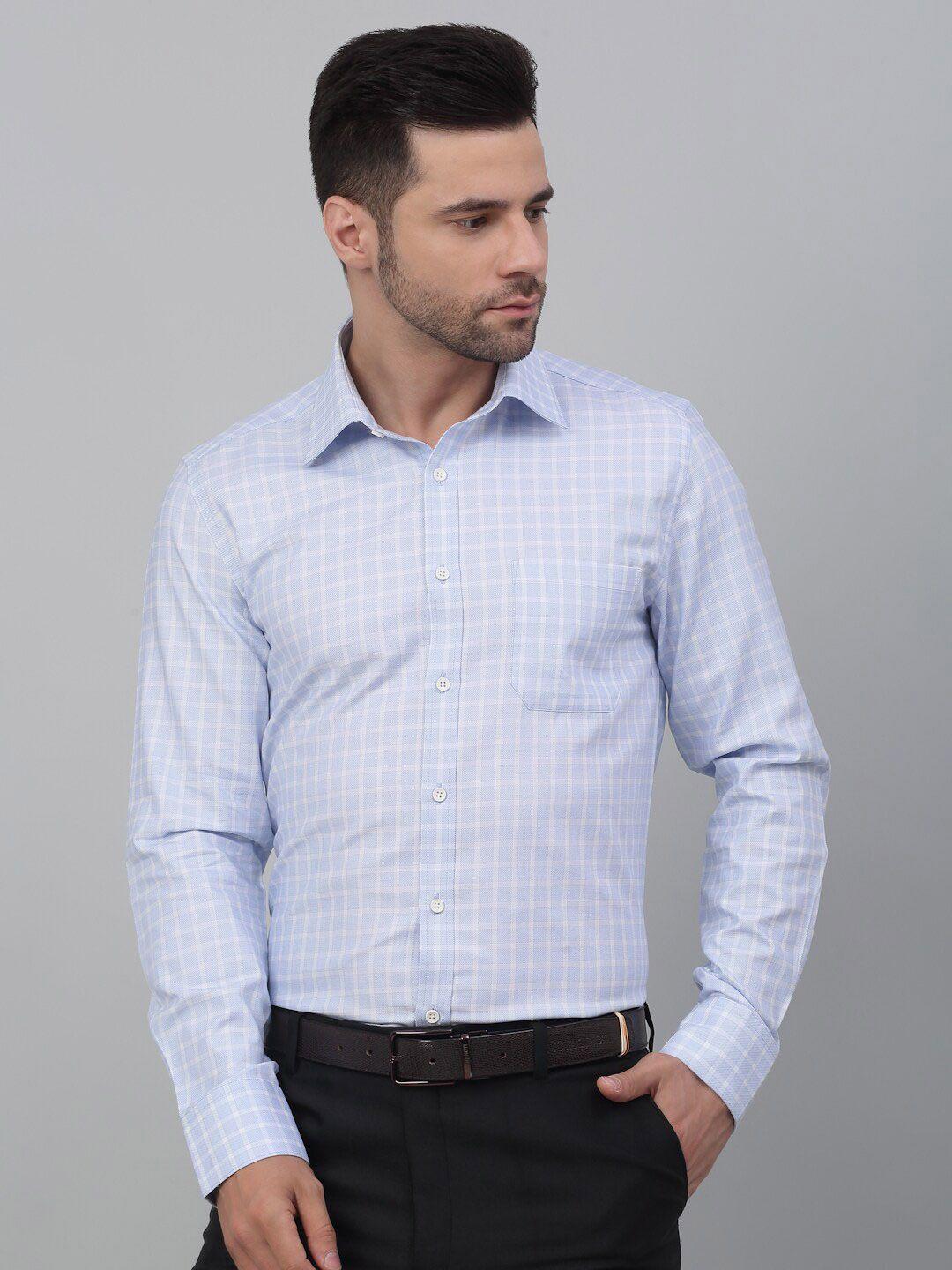 louis stitch checked cotton formal shirt