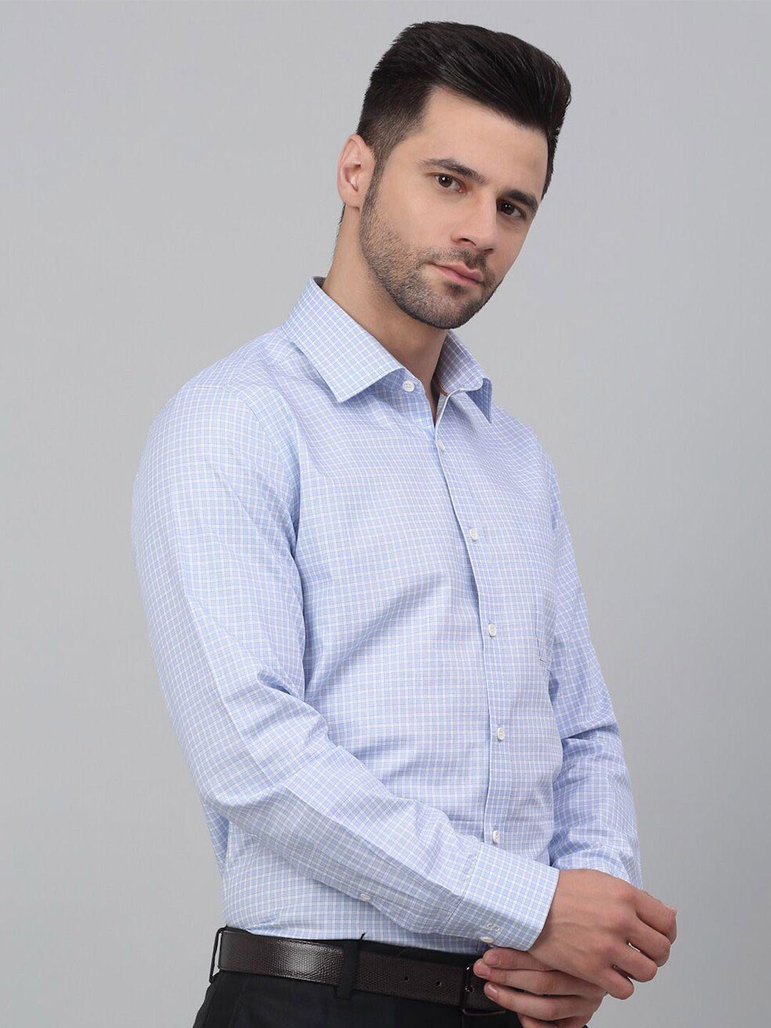 louis stitch checked cotton formal shirt