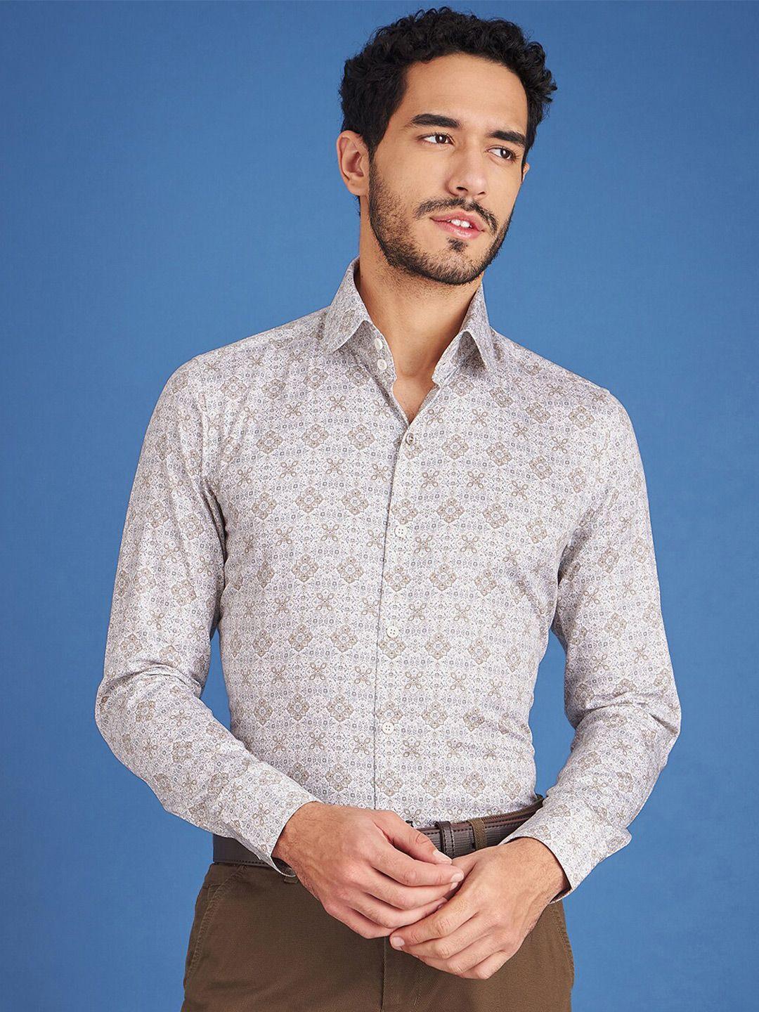 louis stitch comfort ethnic motifs printed cotton formal shirt