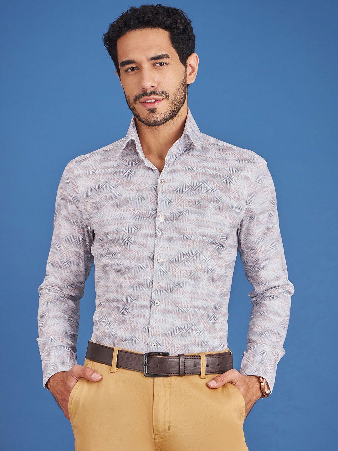 louis stitch comfort geometric printed cotton casual shirt