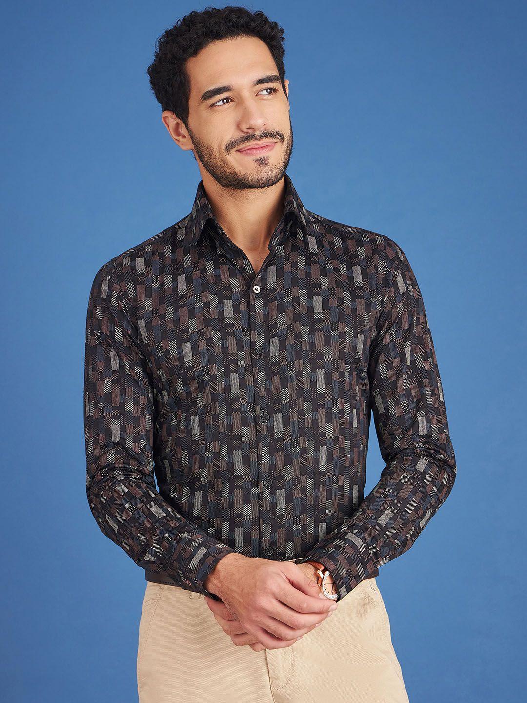 louis stitch comfort geometric printed cotton formal shirt