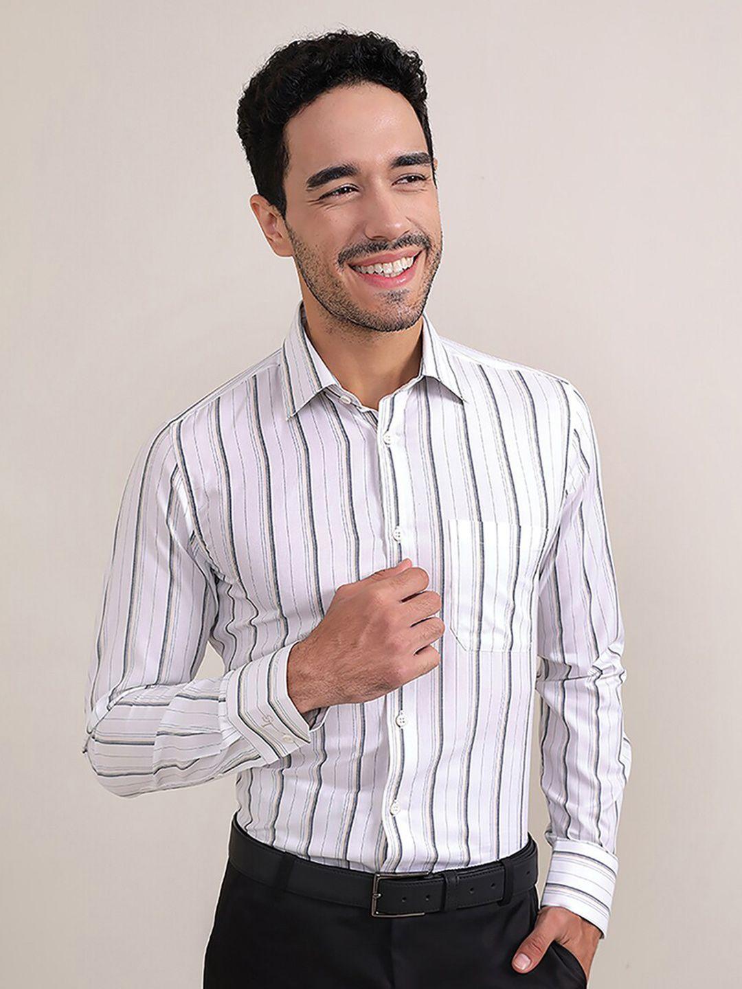 louis stitch comfort opaque striped cotton formal shirt