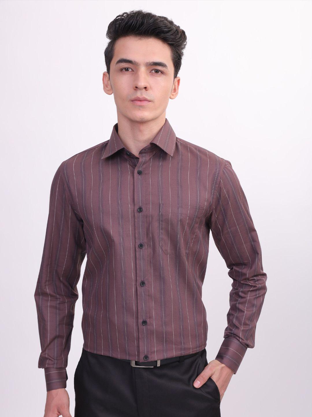 louis stitch comfort regular fit vertical striped spread collar pure cotton formal shirt