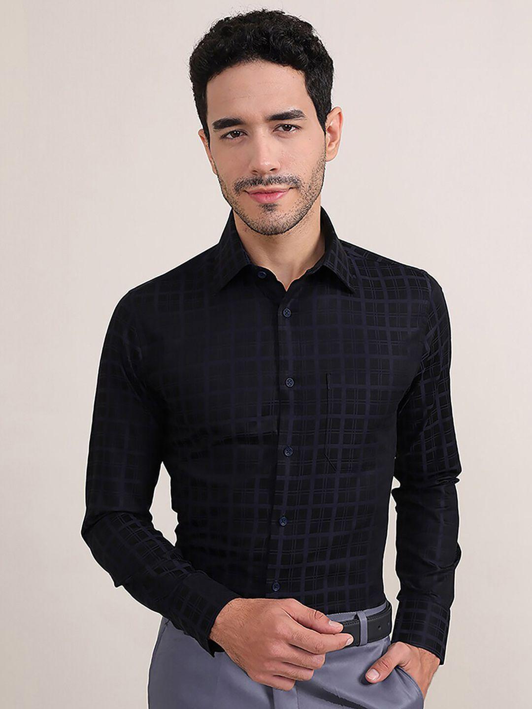 louis stitch grid tattersall checked comfort regular fit cotton formal shirt