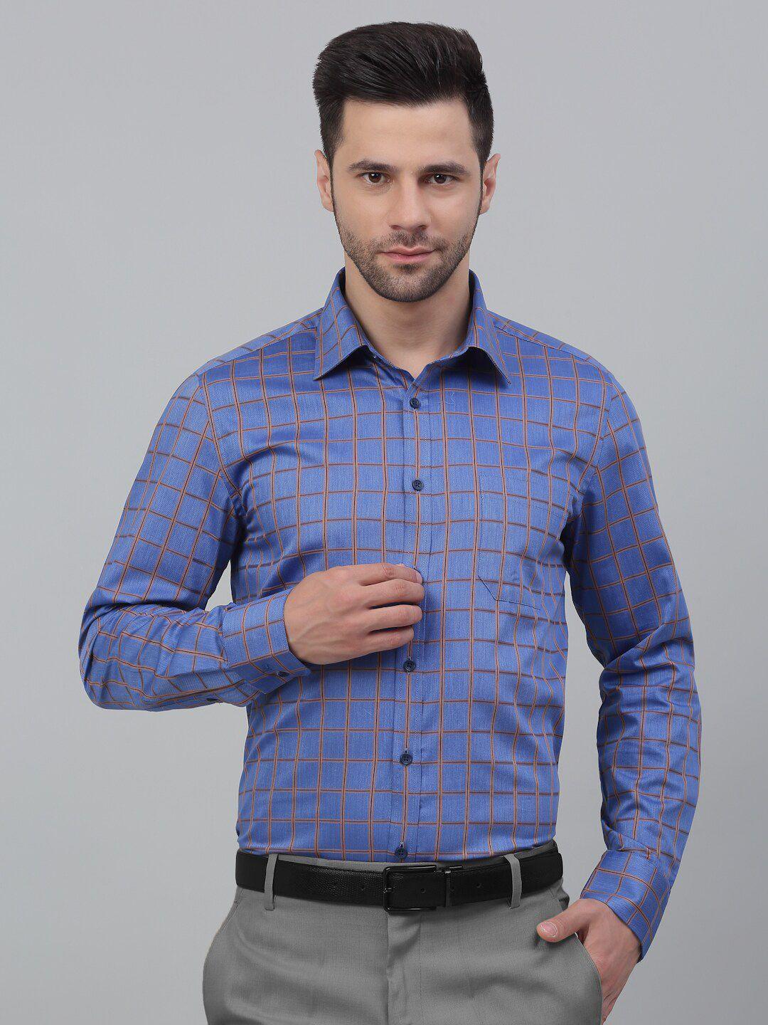 louis stitch grid tattersall checked opaque cotton formal shirt