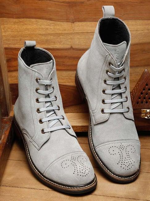 louis stitch men's ash grey derby boots