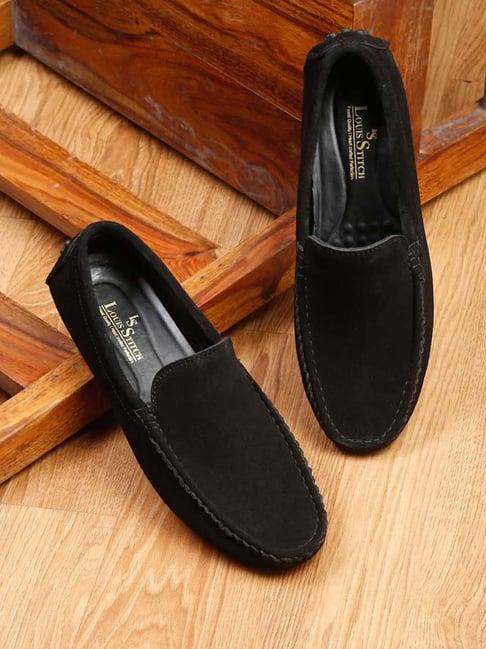 louis stitch men's black casual loafers