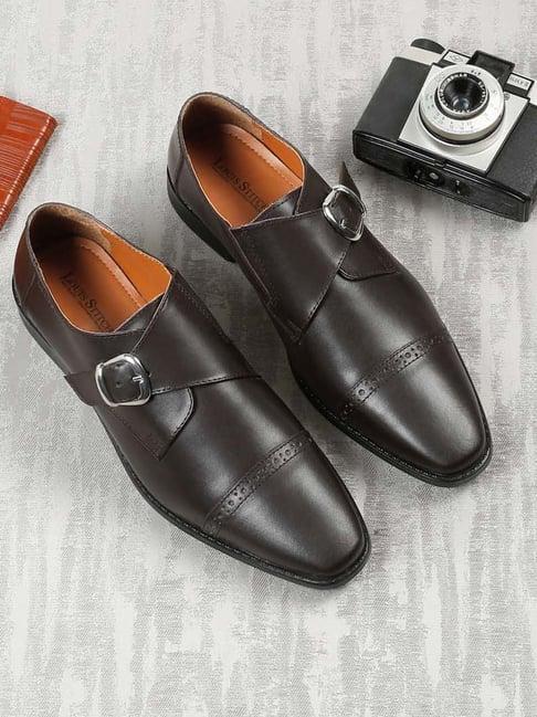 louis stitch men's brown monk shoes