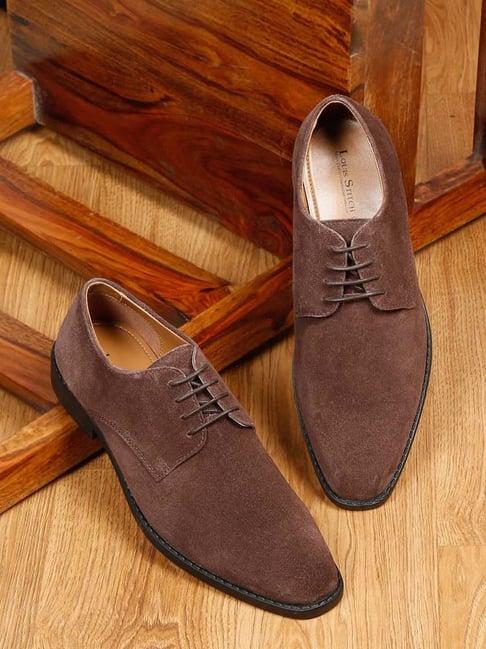 louis stitch men's brunette brown derby shoes