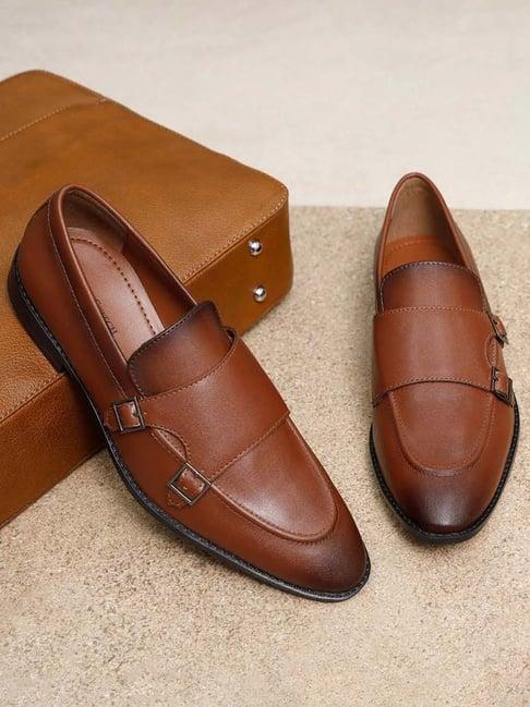 louis stitch men's tan monk shoes