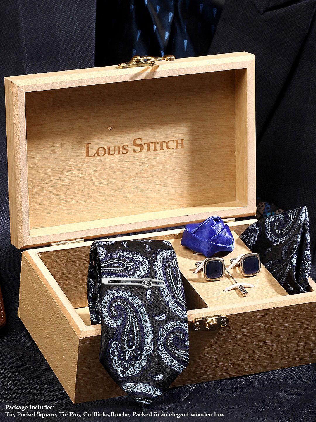 louis stitch men black & blue accessory gift set