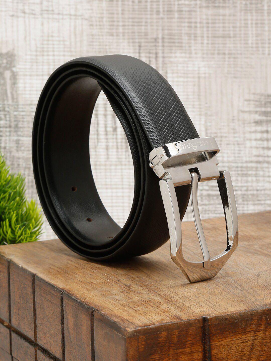 louis stitch men black leather formal belt