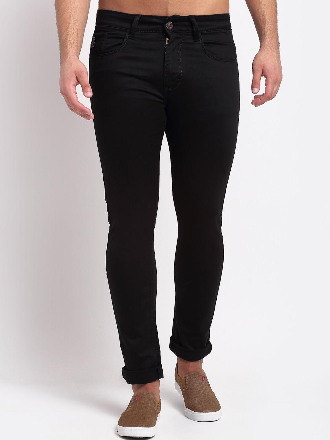 louis stitch men black solid comfort slim fit stretchable jeans