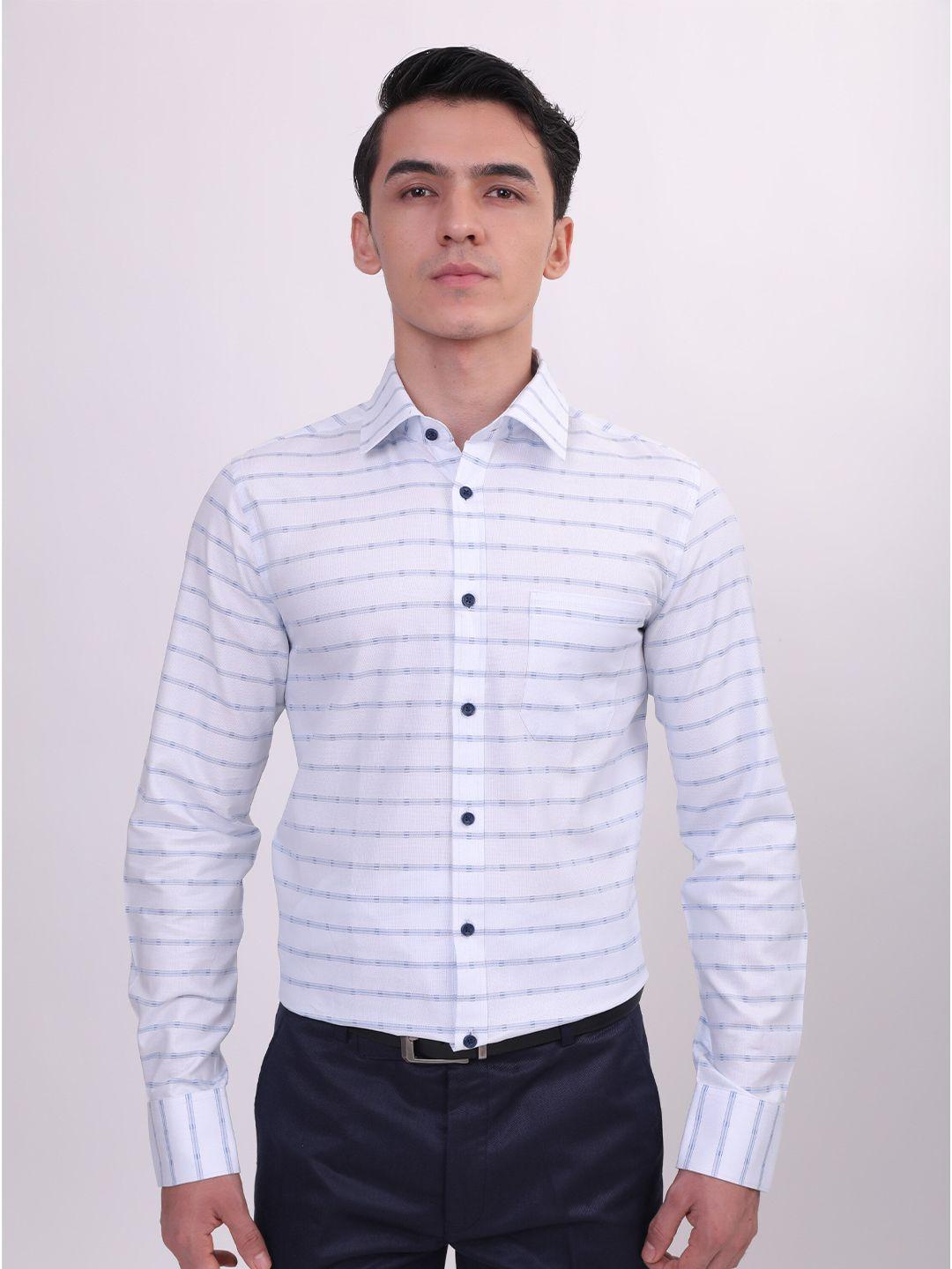 louis stitch men blue comfort printed formal shirt