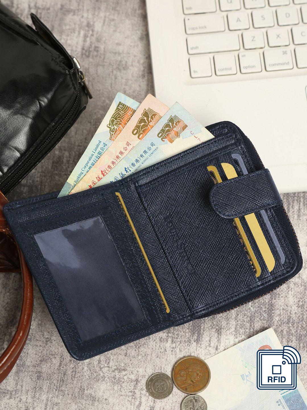 louis stitch men blue zip detail leather two fold wallet